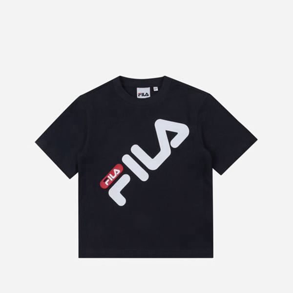 Fila Pisa Crew Neck S/S Boy's T-Shirts - Navy,NZ 147-78234